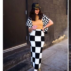 Dressed in LaLa Checkered Knit Skirt